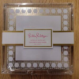 NEW Lilly Pulitzer Acrylic Note Set Gold Caning